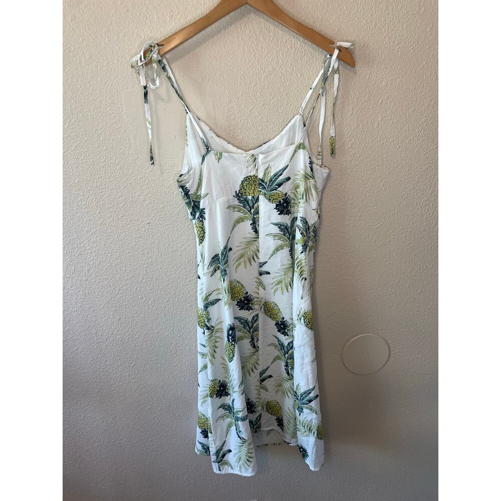 Promesa Tropical Pineapple Print Tie Front Spaghetti Strap Mini Dress Medium - Picture 5 of 15